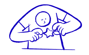 hand drawn illustration of the top half of a person gently holding a star and looking at it closely