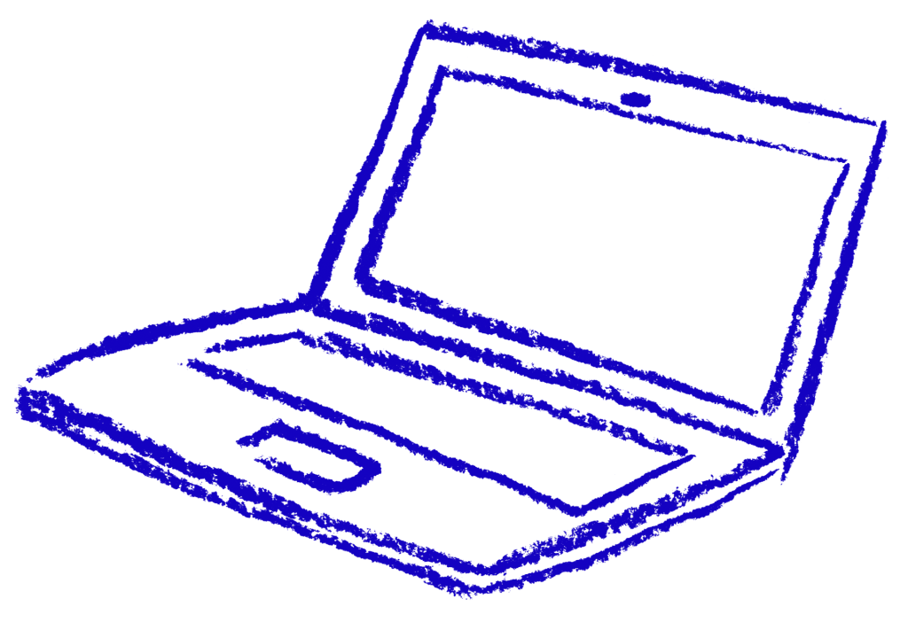 hand drawn open laptop